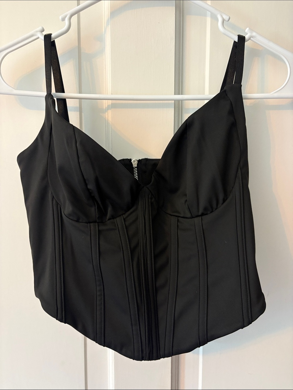 Black Structured Corset Bustier Top